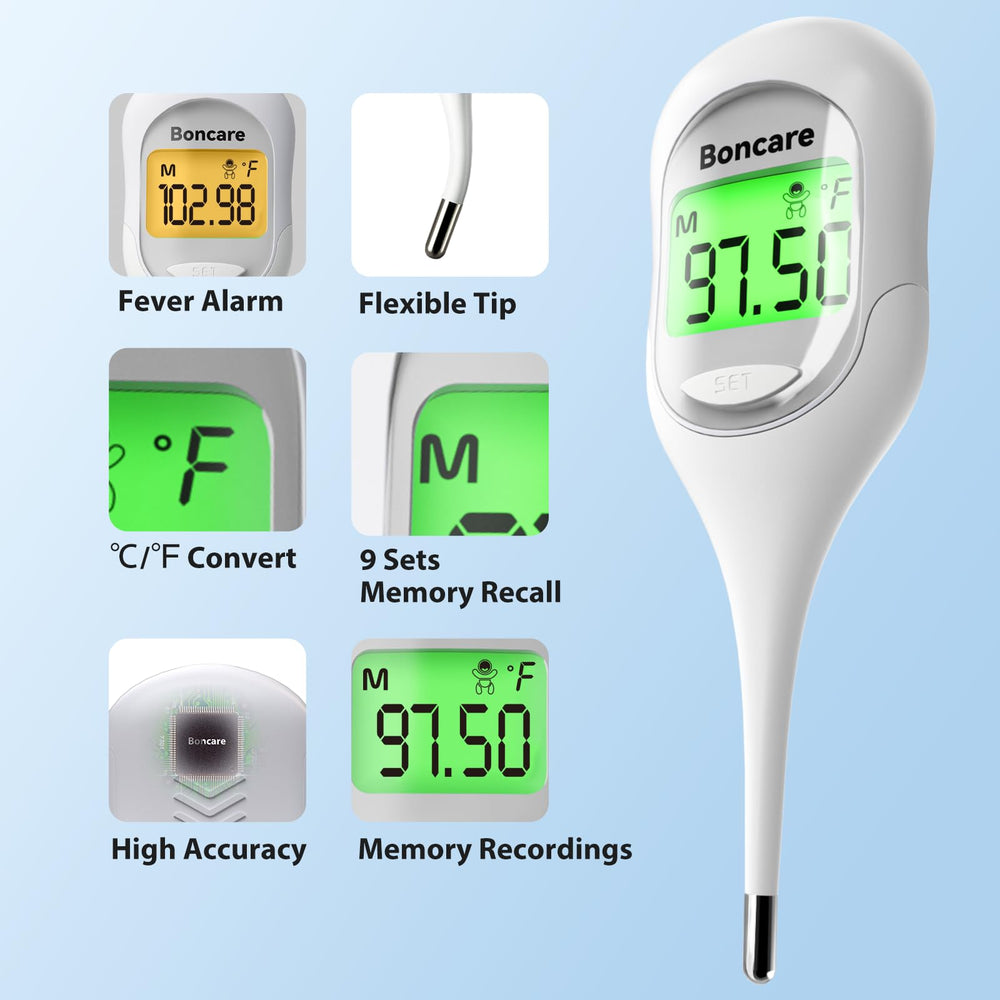 Boncare thermometer with waterproof tip for easy cleaning