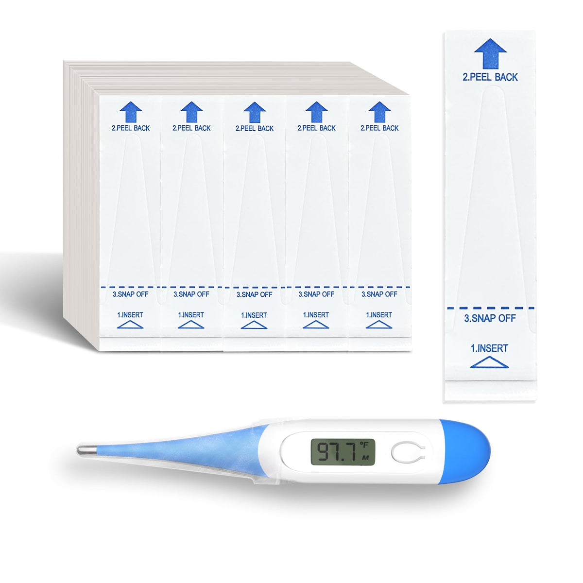 Boncare disposable thermometer covers packaging close-up for hygienic use.