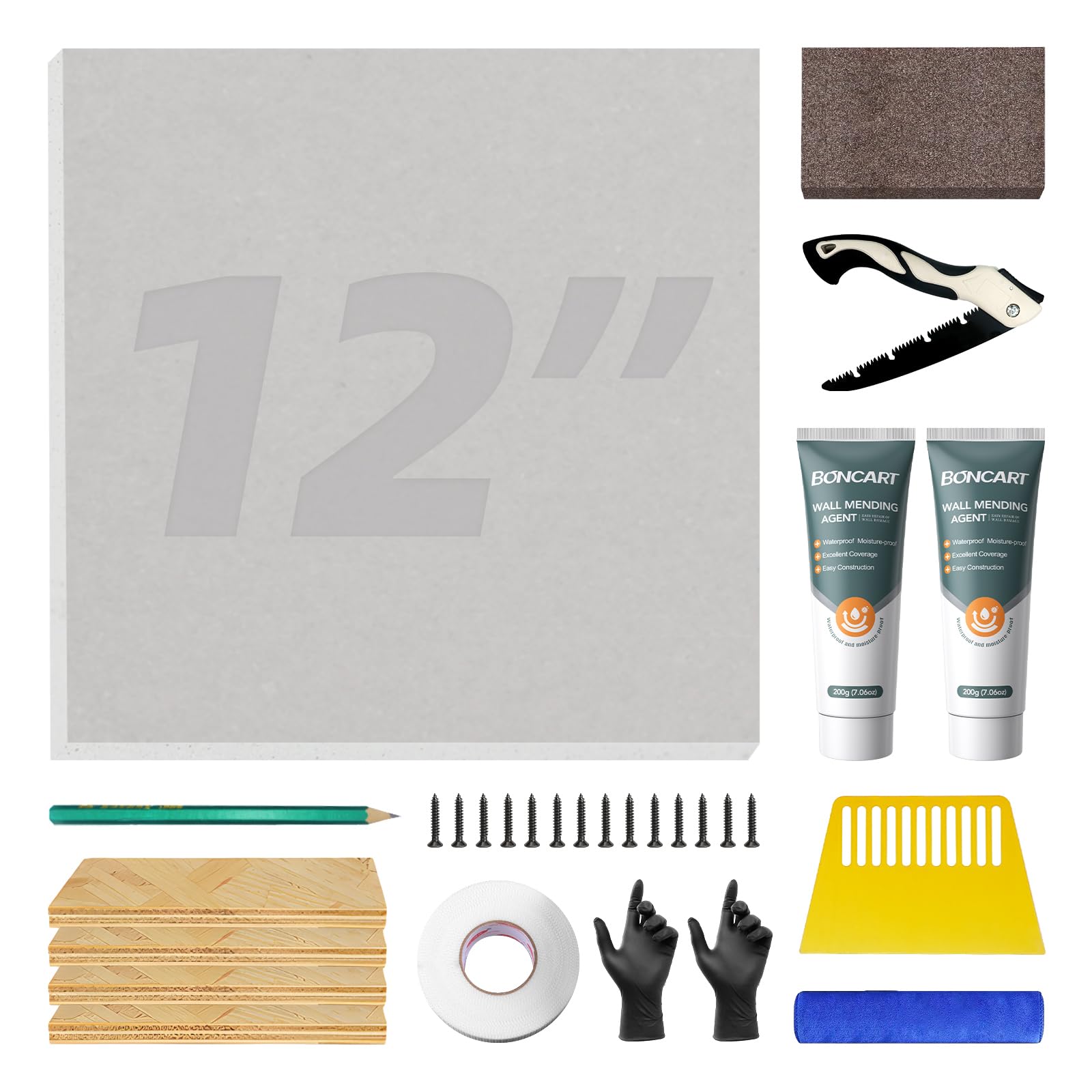 Boncart drywall repair kit front view showing complete home solution