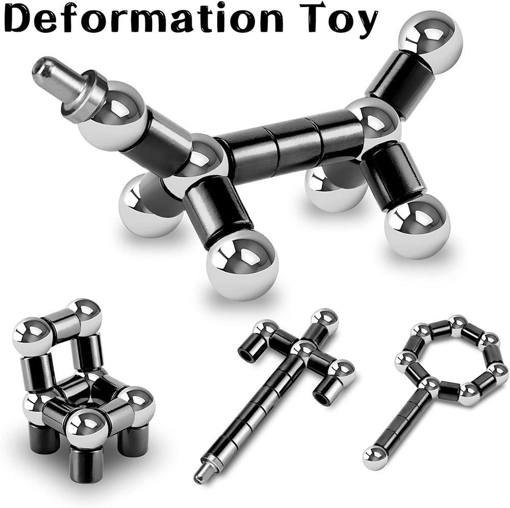 Boncty fidget pen demonstrating deformation into swords and robots.