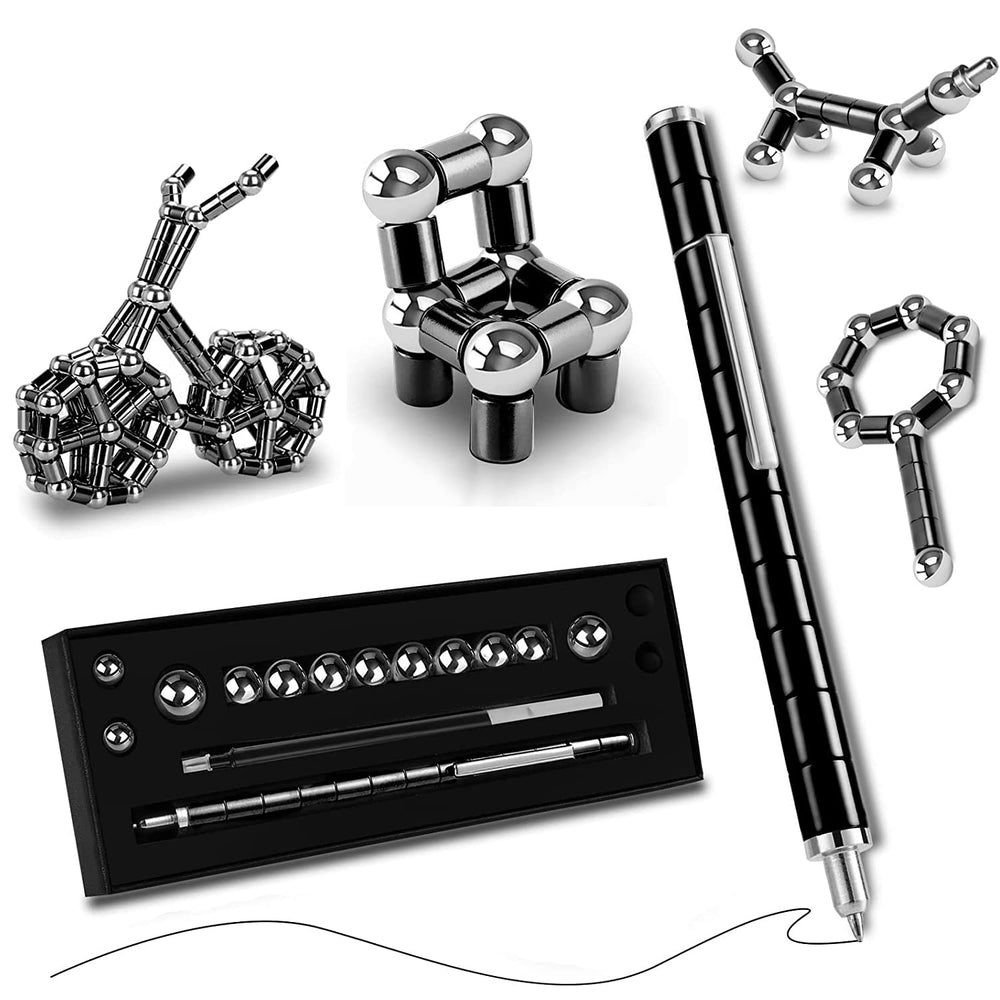 Boncty fidget pen with magnetic rings and balls for tactile engagement.
