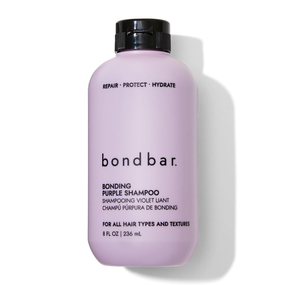 Bondbar Purple Brightening Shampoo bottle front highlighting violet formula for brass neutralization