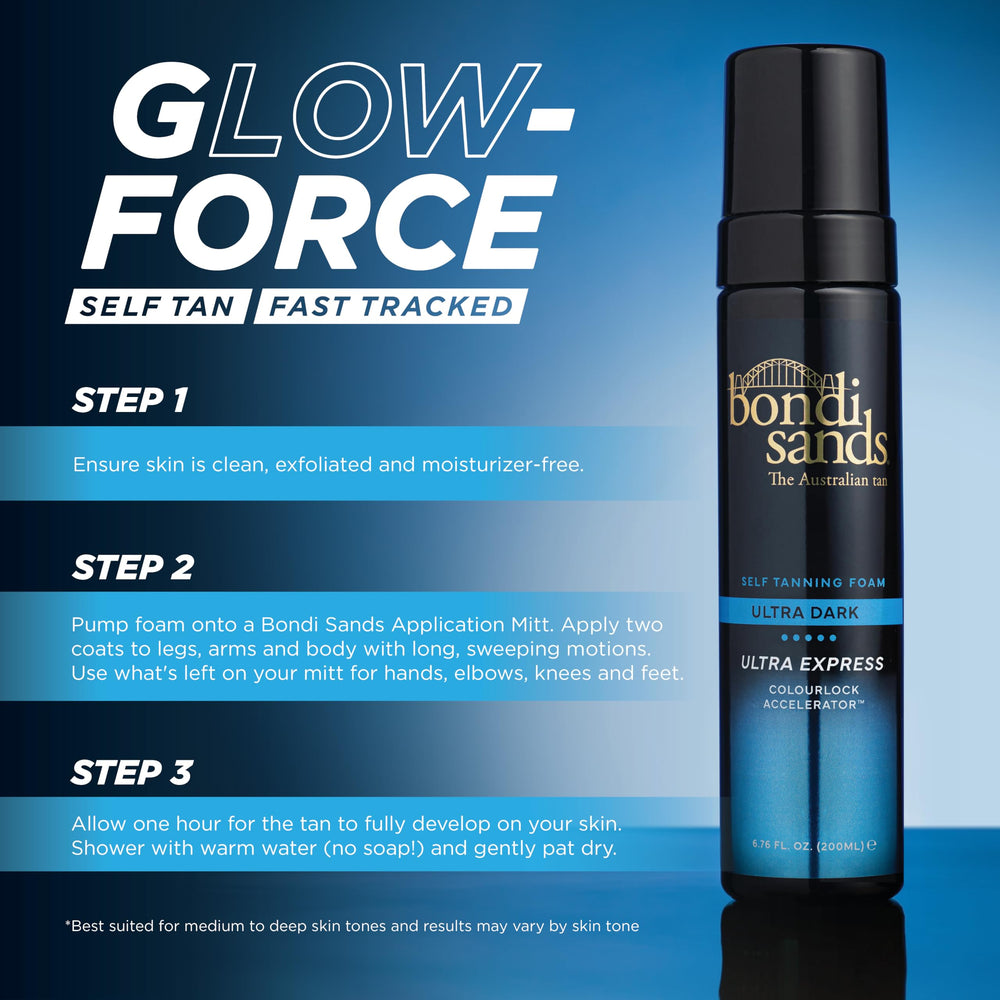 Bondi Sands fragrance-free label emphasizes fragrance-free formula.
