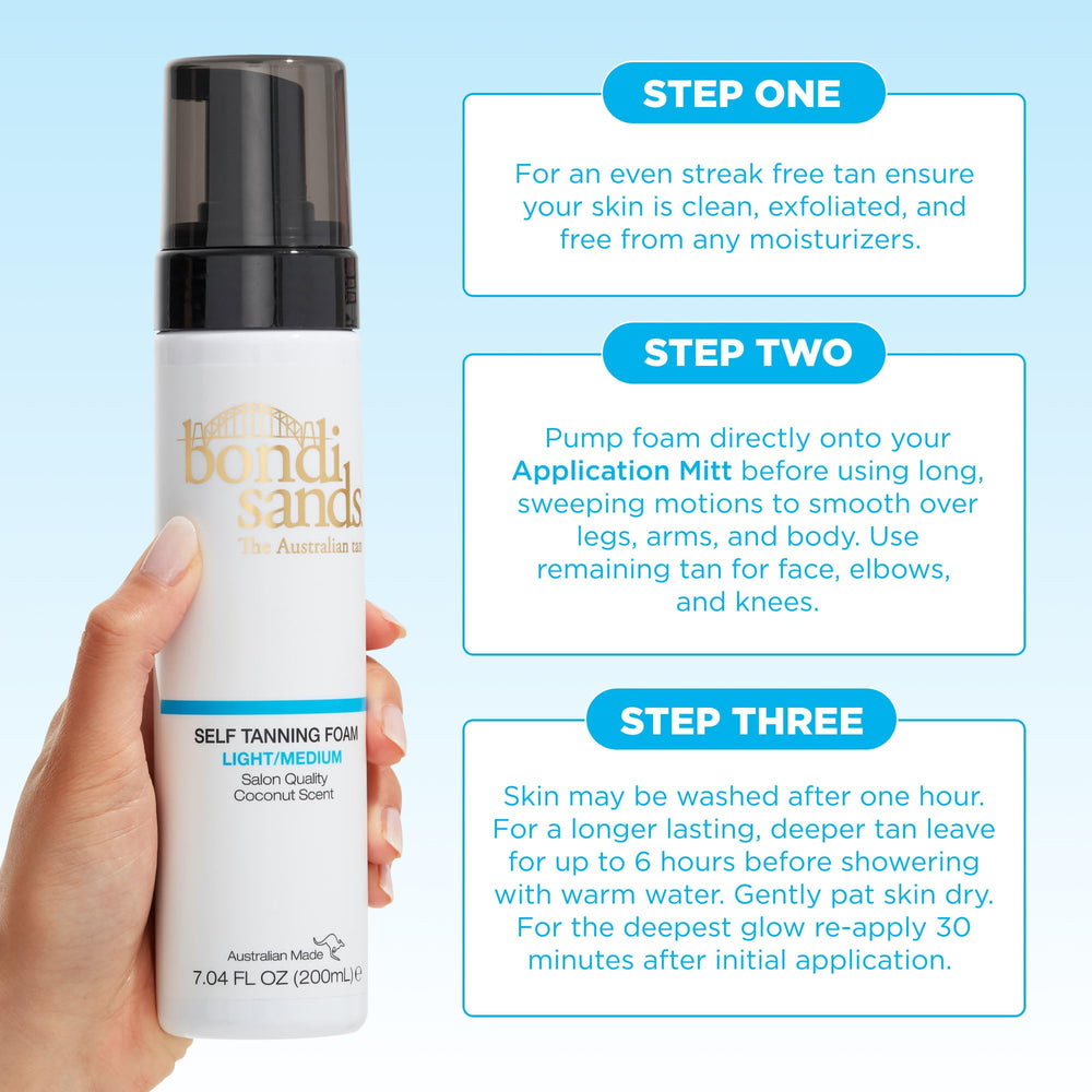 Bondi Sands streak-free finish achieved with smooth, even glide.