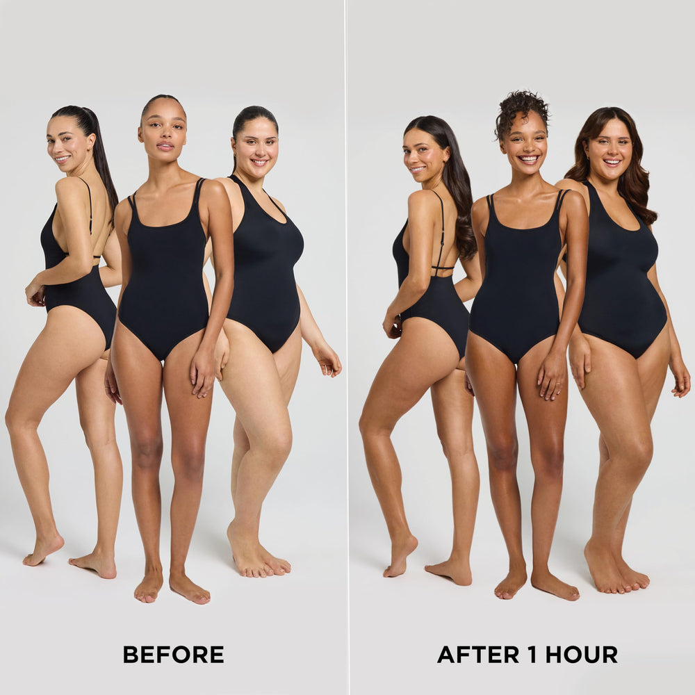 Bondi Sands Ultra Express Foam dispensing action demonstrates easy, even application.