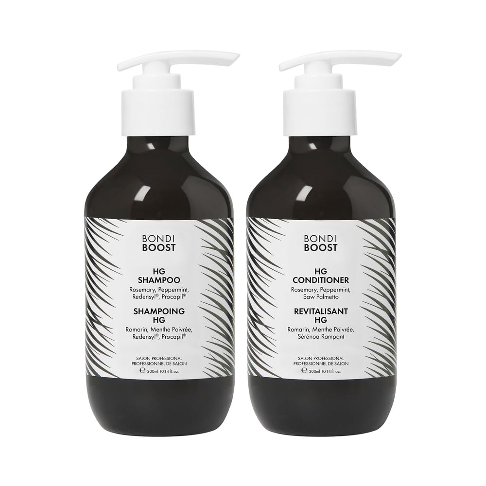 BondiBoost HG shampoo bottle close-up for fuller-looking hair