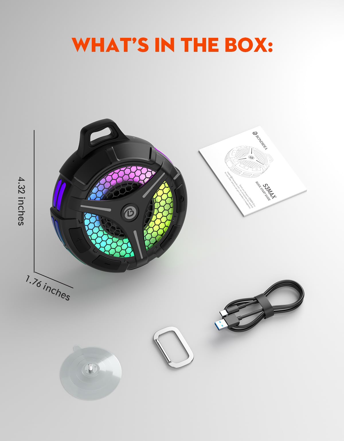 Bondidea suction cup and hook enable flexible placement on shower tile or tent.