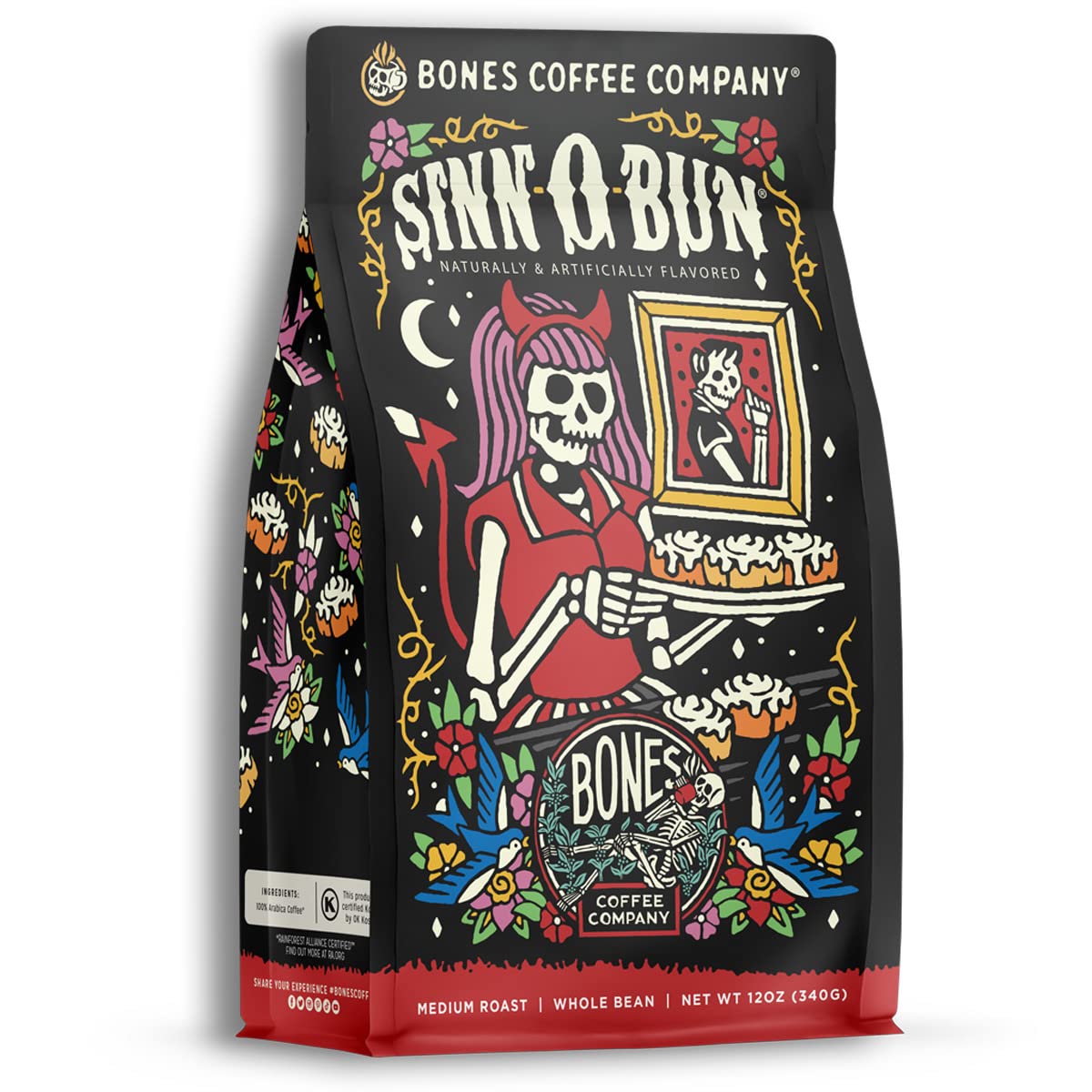 Bones Coffee Cinnamon Roll whole bean for versatile grinding and brewing