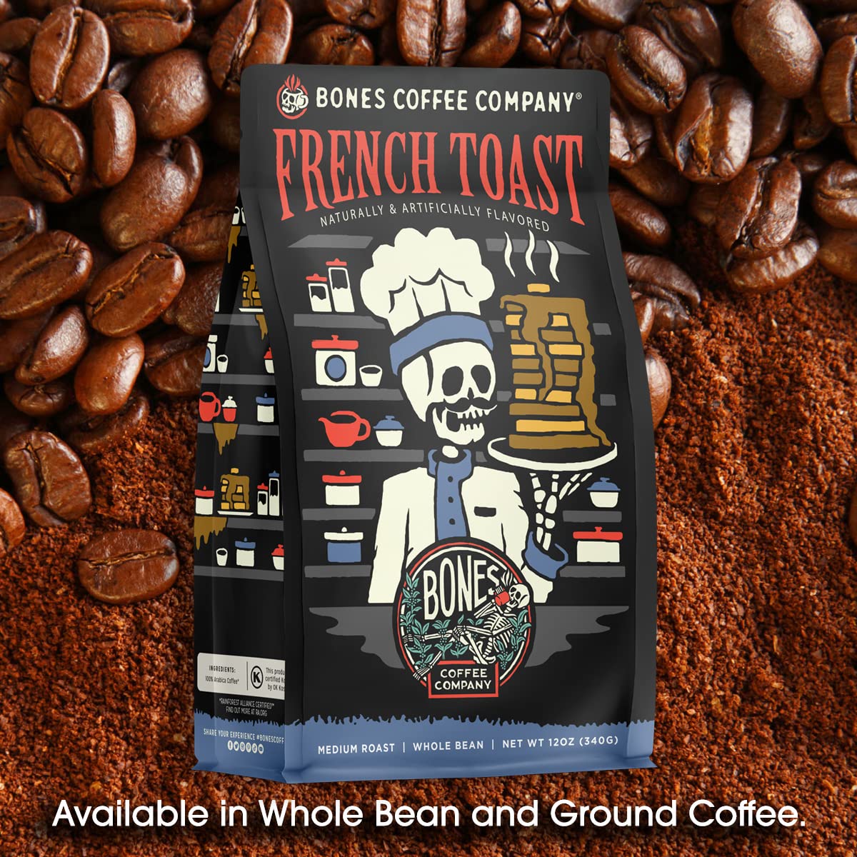Bones Coffee Company resealable bag preserves freshness between cups