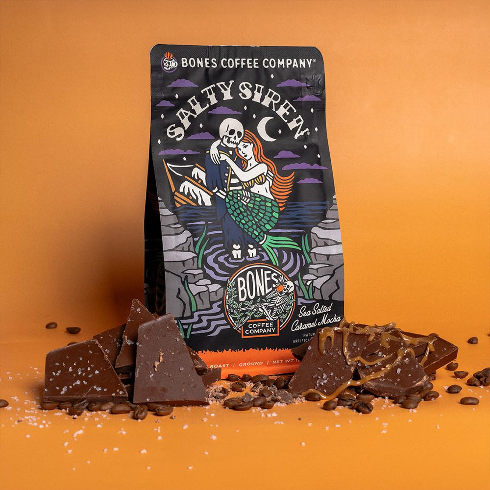 Whole beans from Bones Coffee Salty Siren for French press