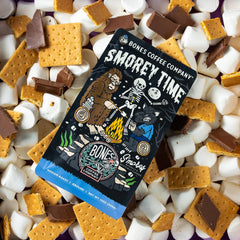 Bones Coffee S'morey Time arabica beans highlight ethical sourcing.