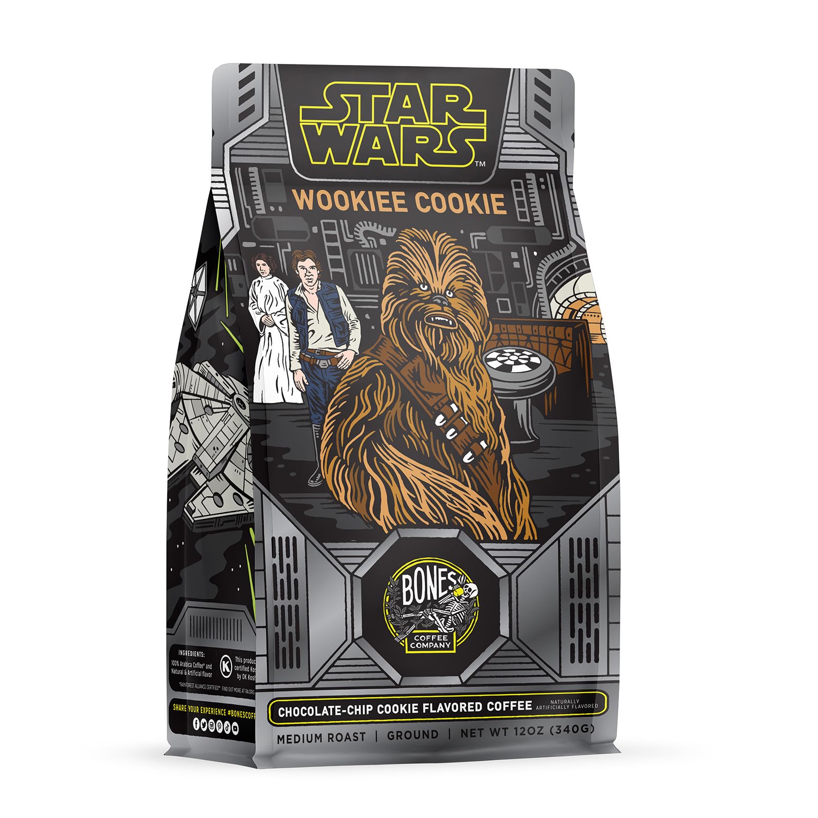 Bones Coffee Wookiee Cookie bag preserves freshness with resealable packaging.