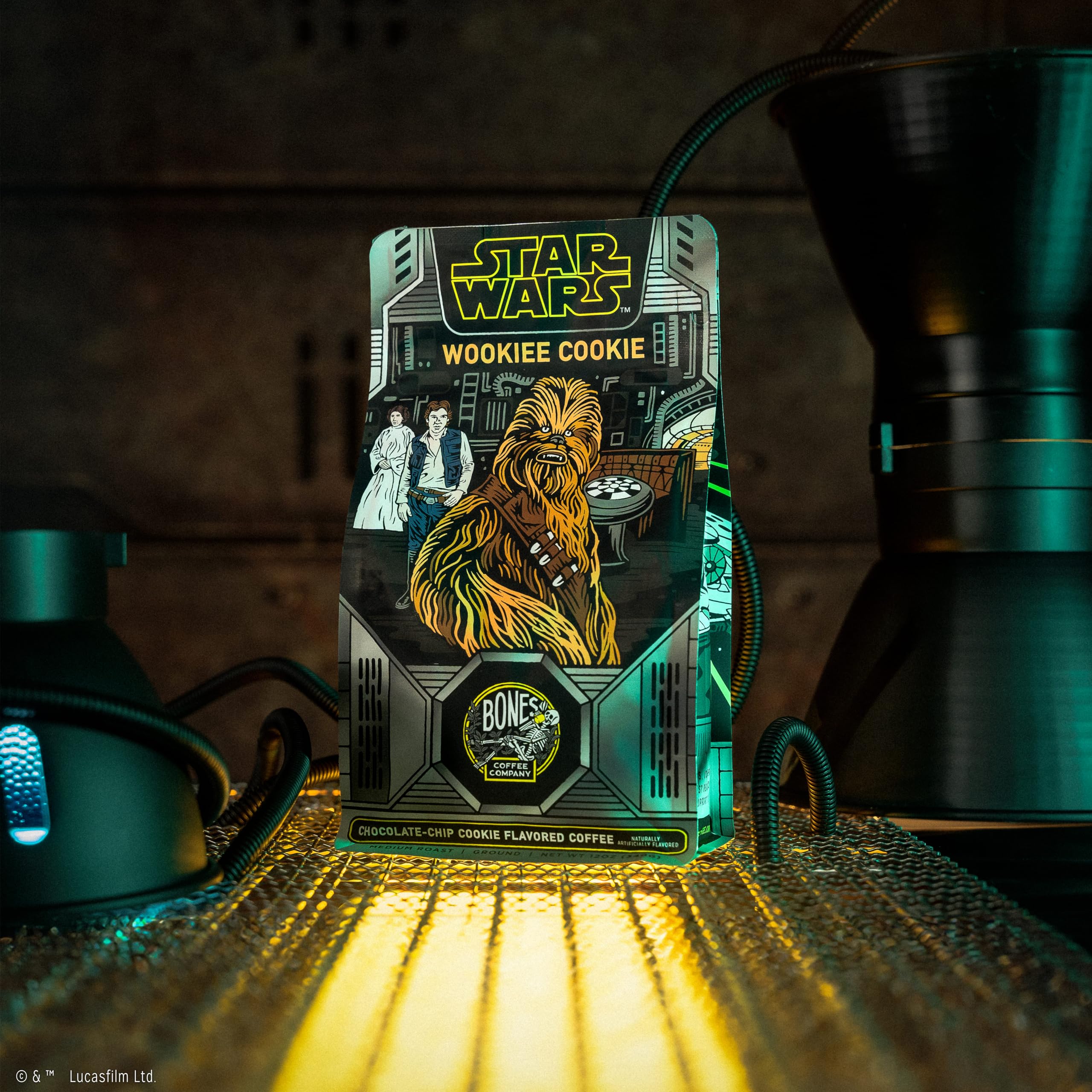 Bones Coffee Wookiee Cookie beans deliver rich aroma for bold flavor.