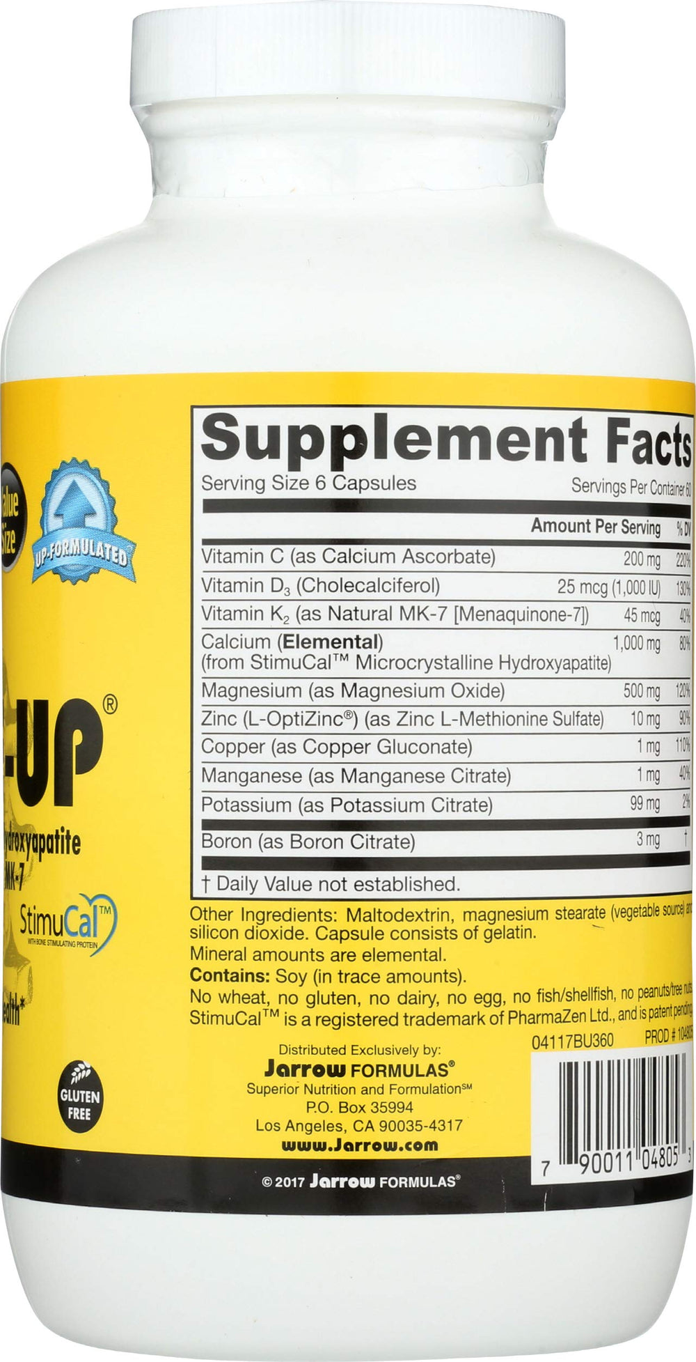 Six-capsule daily serving graphic illustrating the 60-day supply.