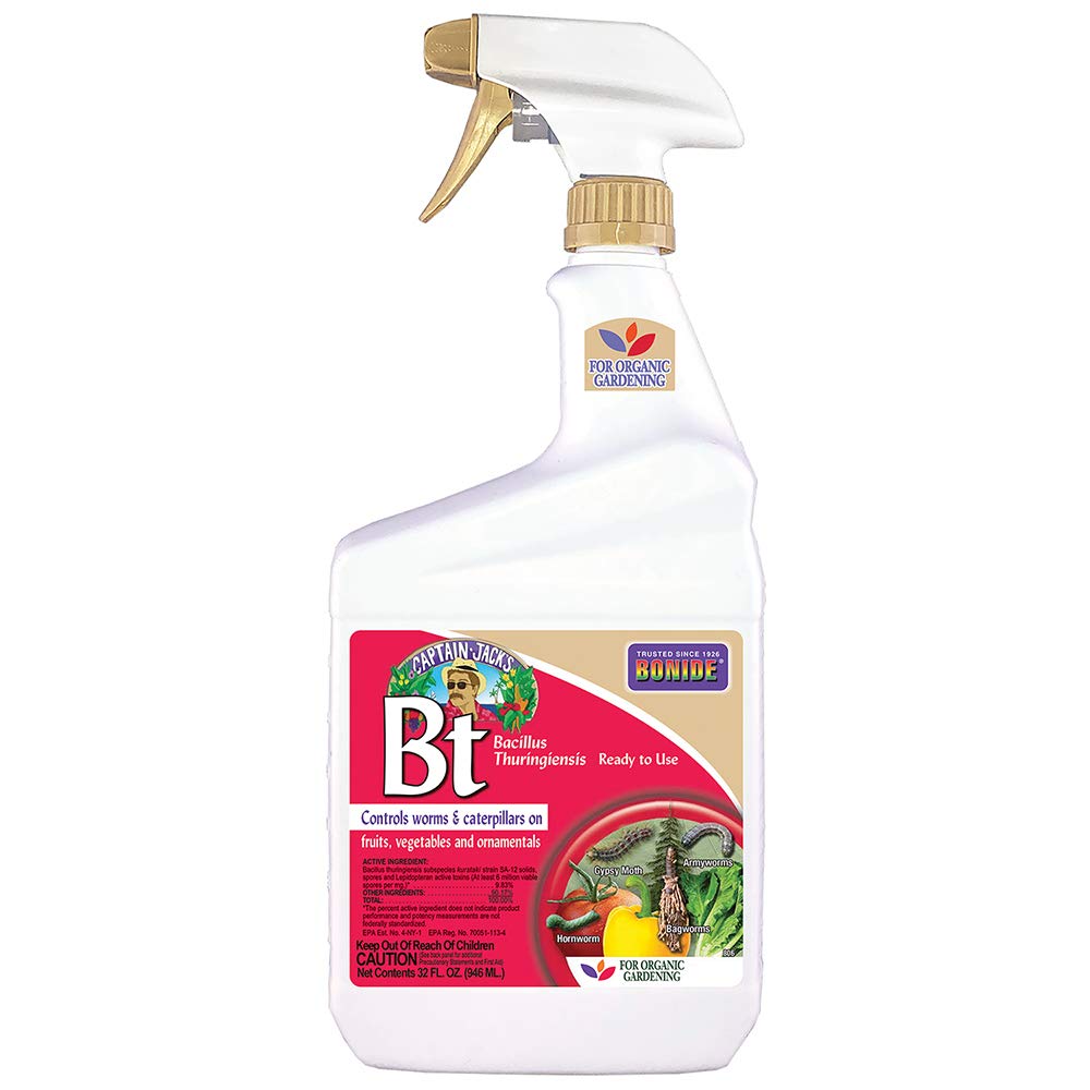 Bonide Captain Jack's Bt spray bottle ready-to-use for organic pest control.