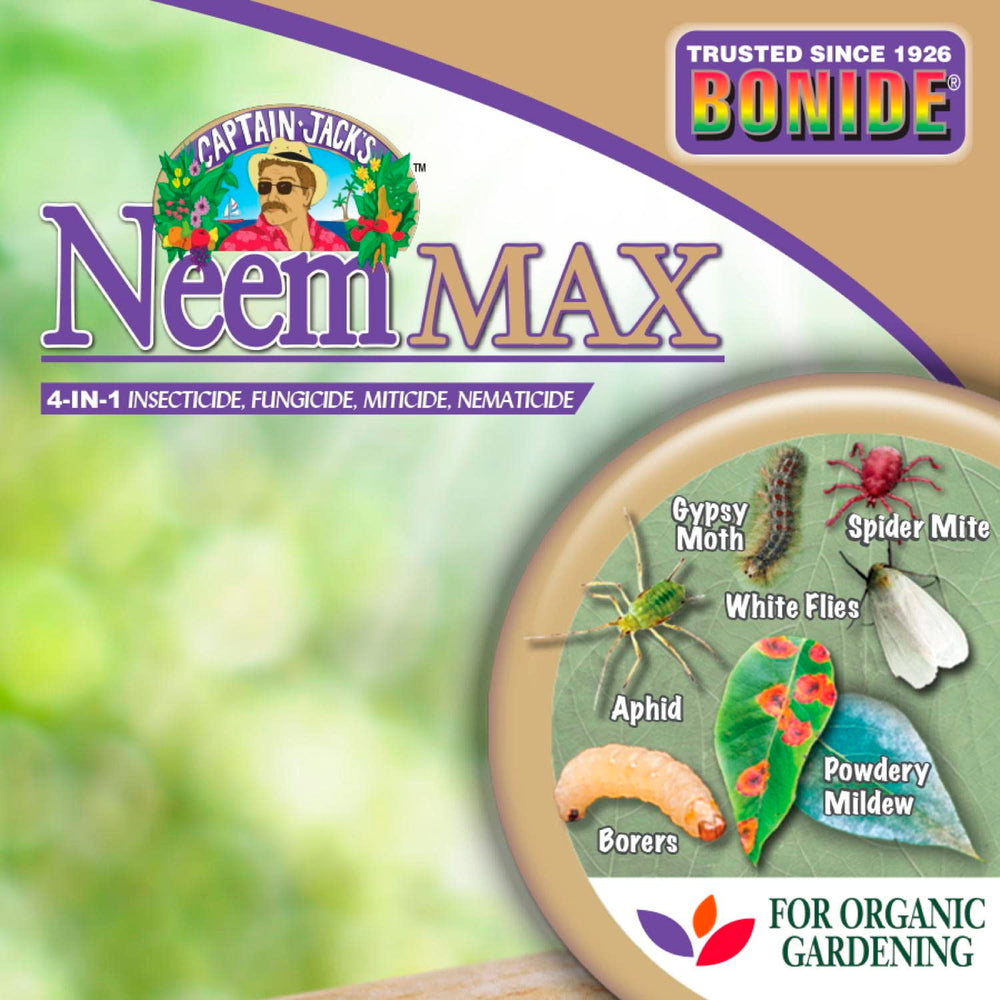 NeemMax used to manage pests and mildew on vegetables.