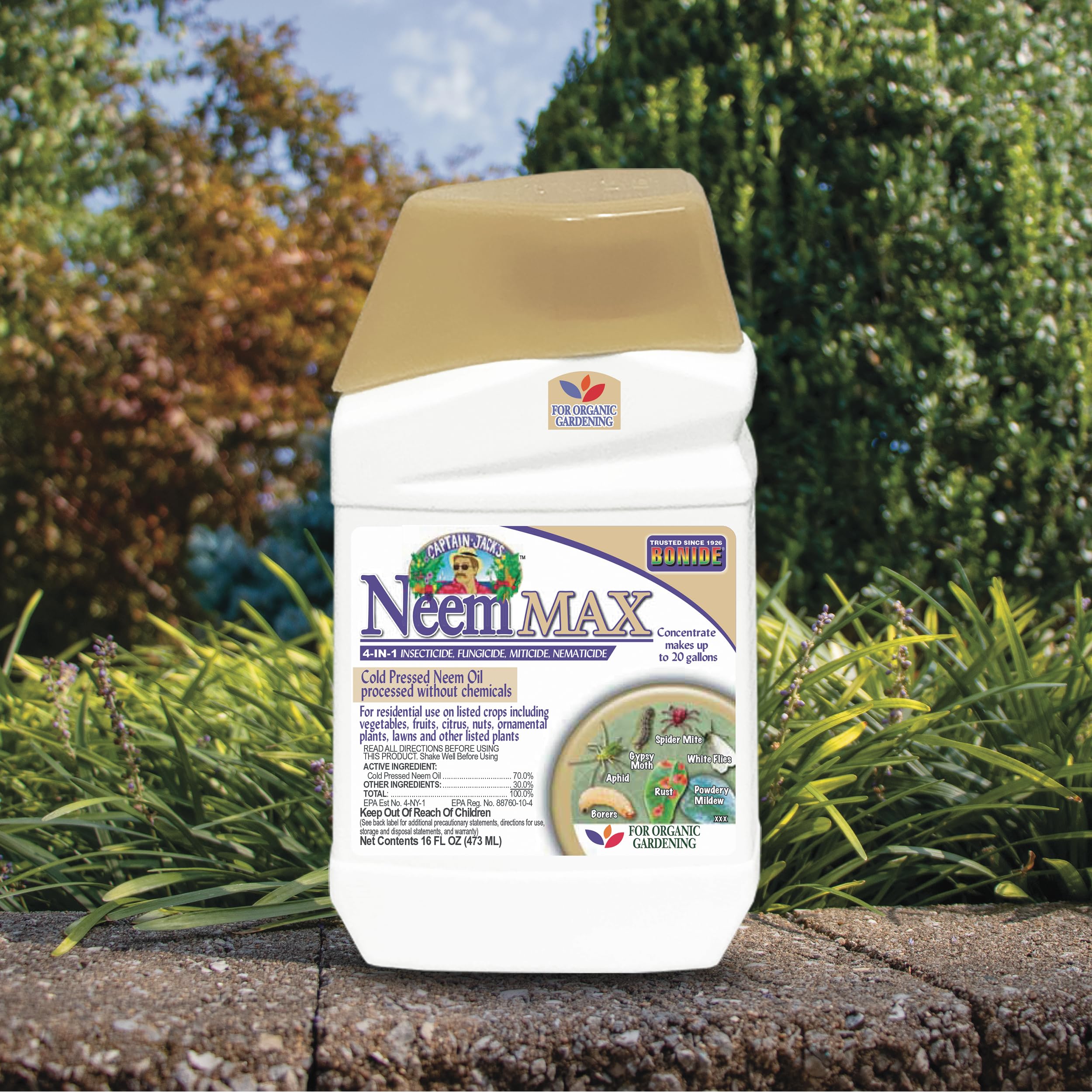 NeemMax spray on roses to deter pests while protecting blooms.