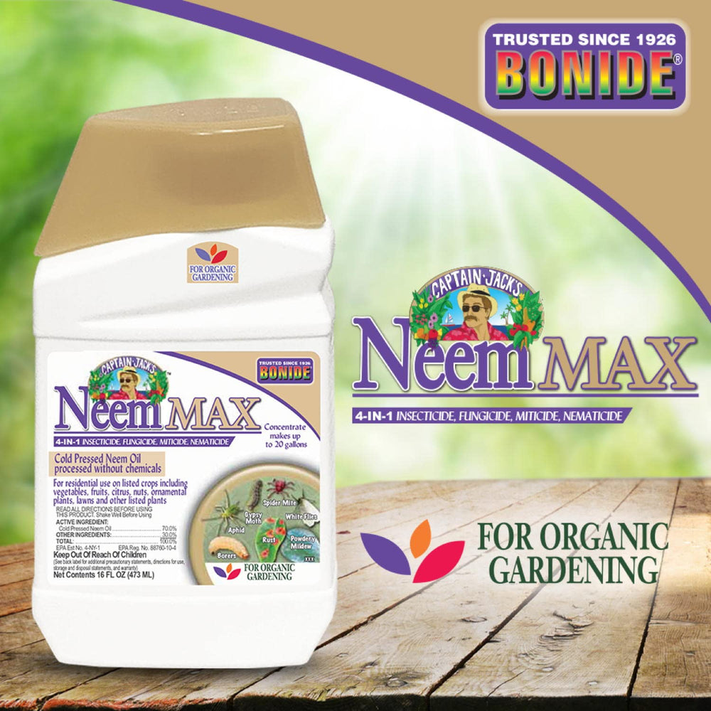 NeemMax concentrate being mixed before application in a sprayer.