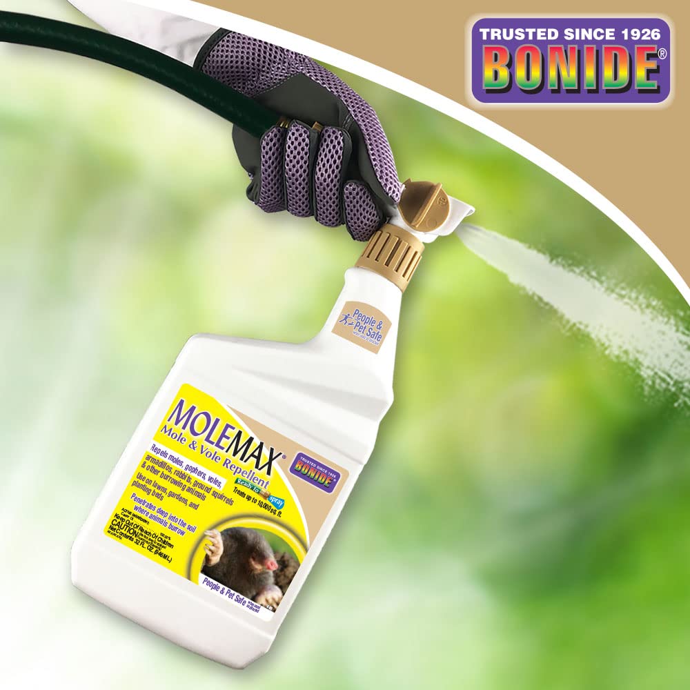 Bonide MOLEMAX covers up to ten thousand square feet per treatment