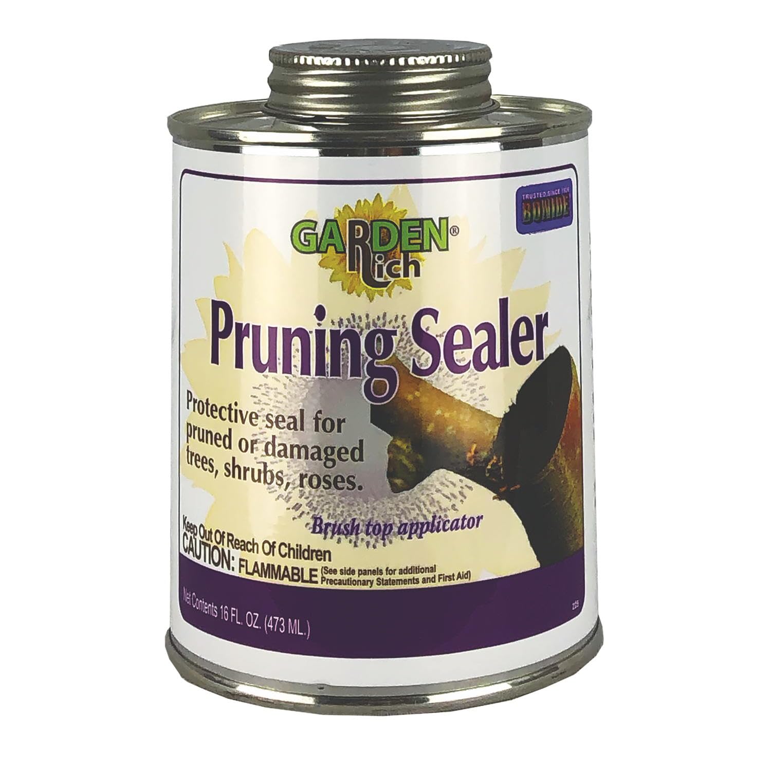 Bonide pruning sealer brush-top applicator sealing a pruning wound on trees