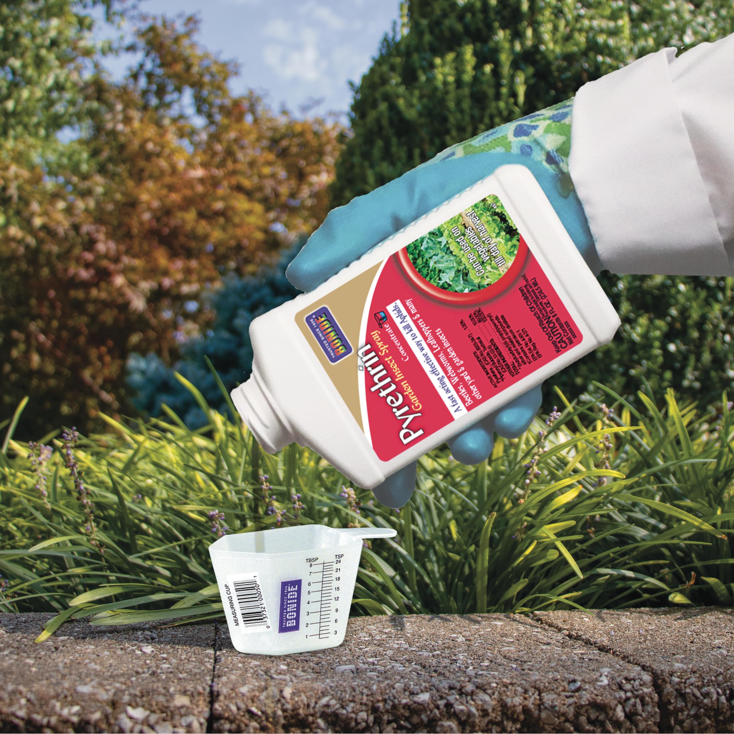 Harvest-day friendly Bonide Pyrethrin spray keeps pests away.