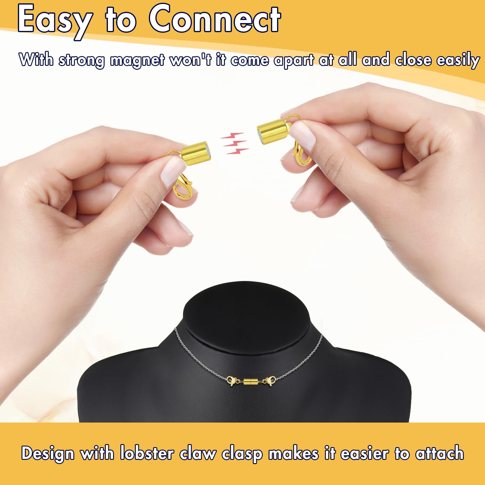 Bonison magnet lobster-claw connector in gold for simple jewelry attachment.