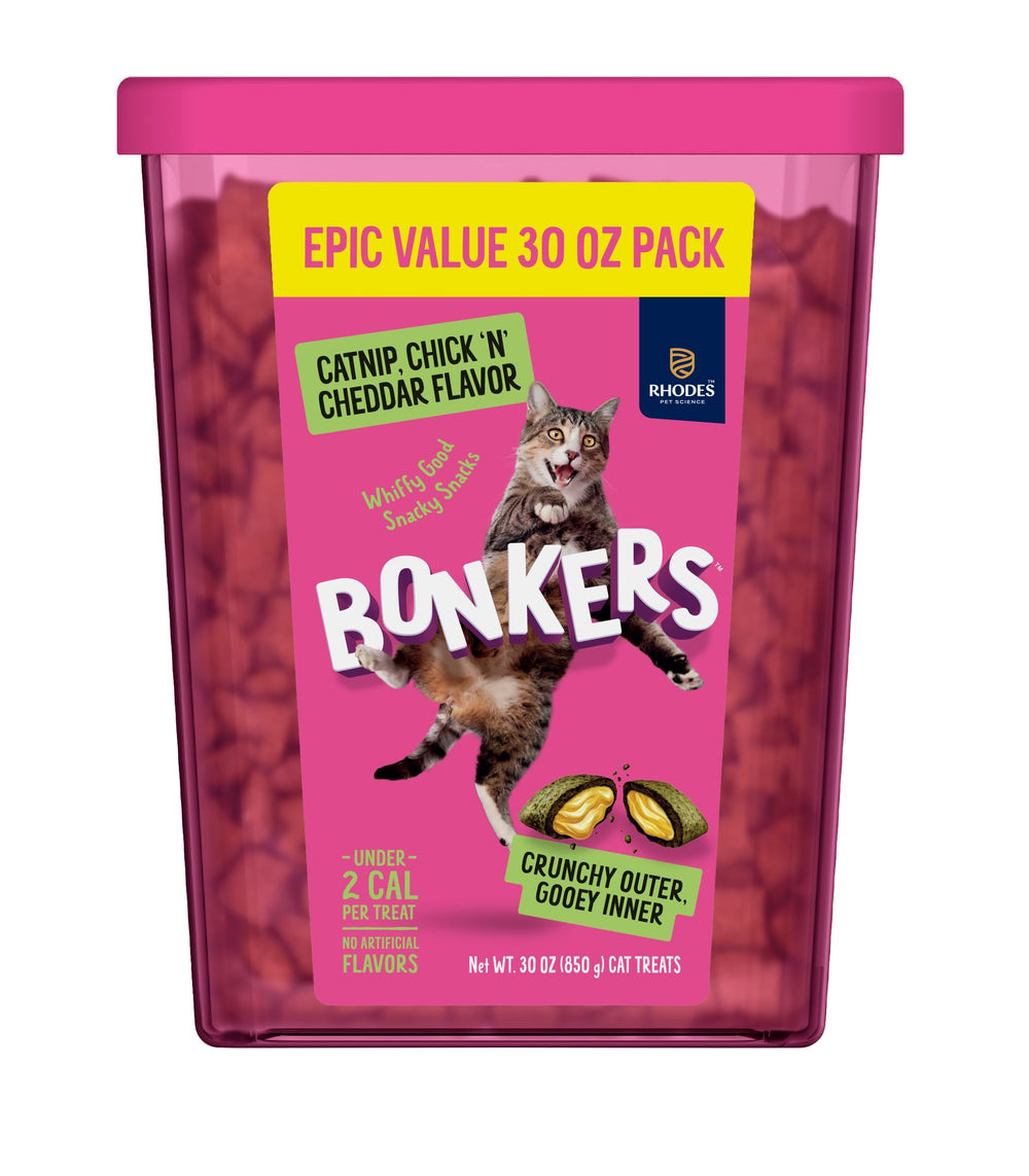Bonkers Bites seau 850 g, cataire et cheddar, pratique et frais