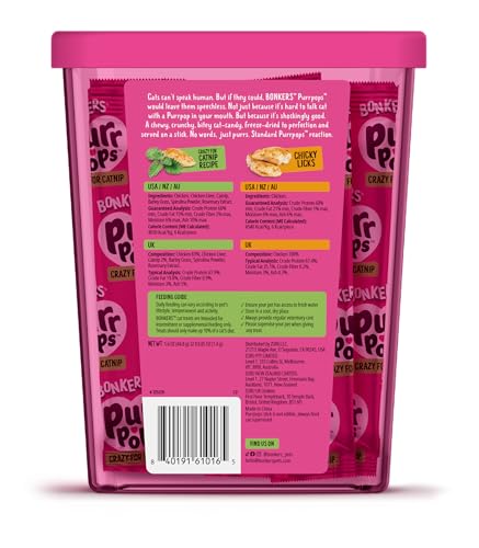 Bonkers Purrpops catnip recipe close-up on a lollipop