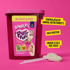 Bonkers Purrpops freeze-dried chicken treat on a stick