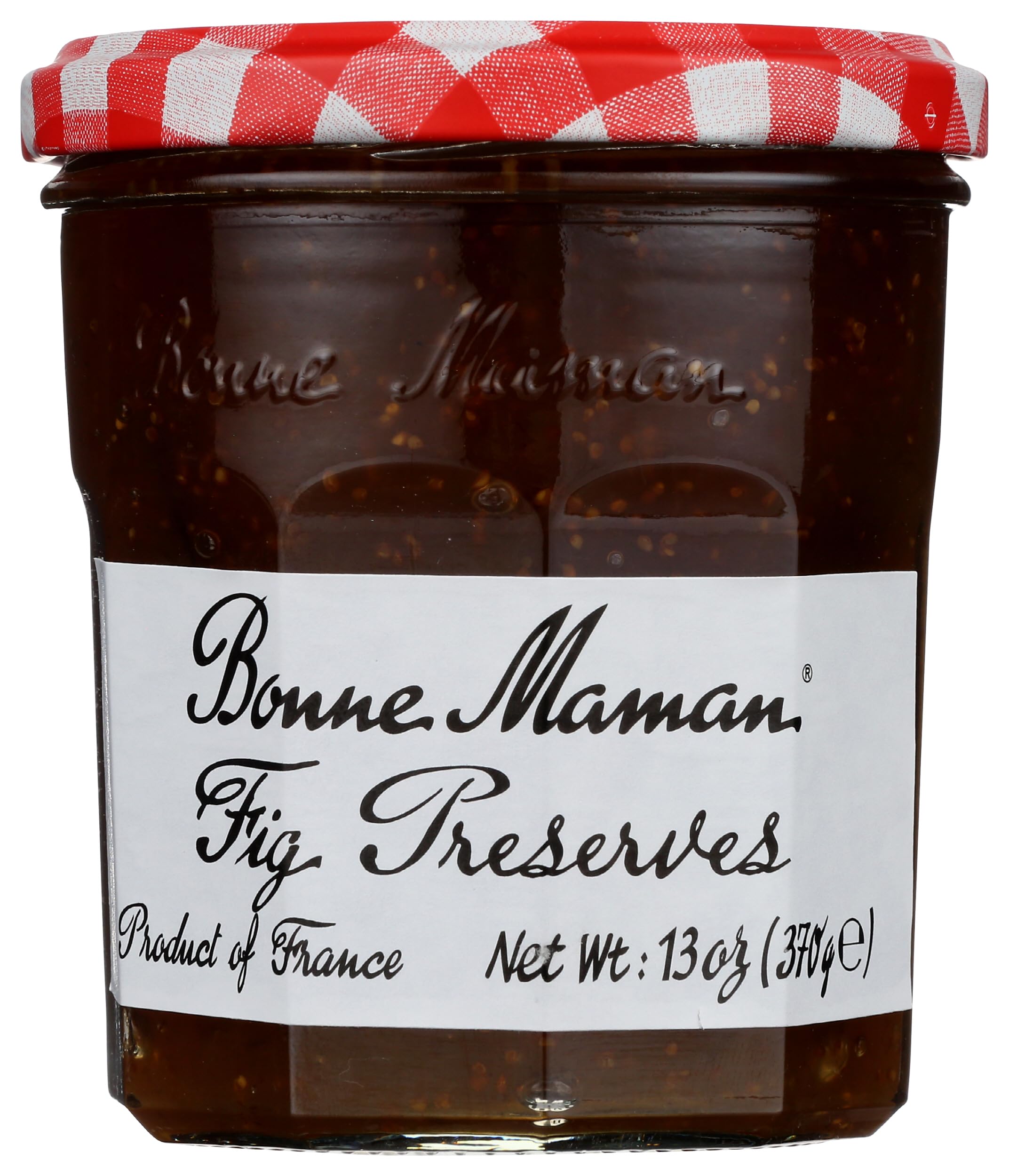 Bonne Maman Fig Preserve jar close-up, natural sweetness ideal on toast.