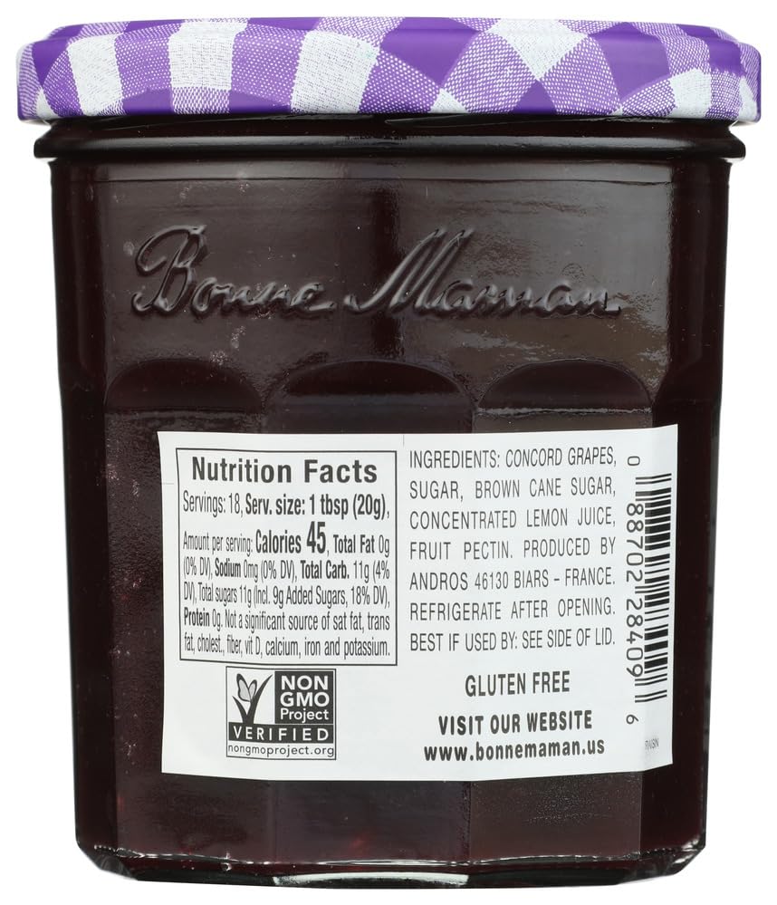 Spoonful of Bonne Maman Concord Grape Fruit Spread for tasting