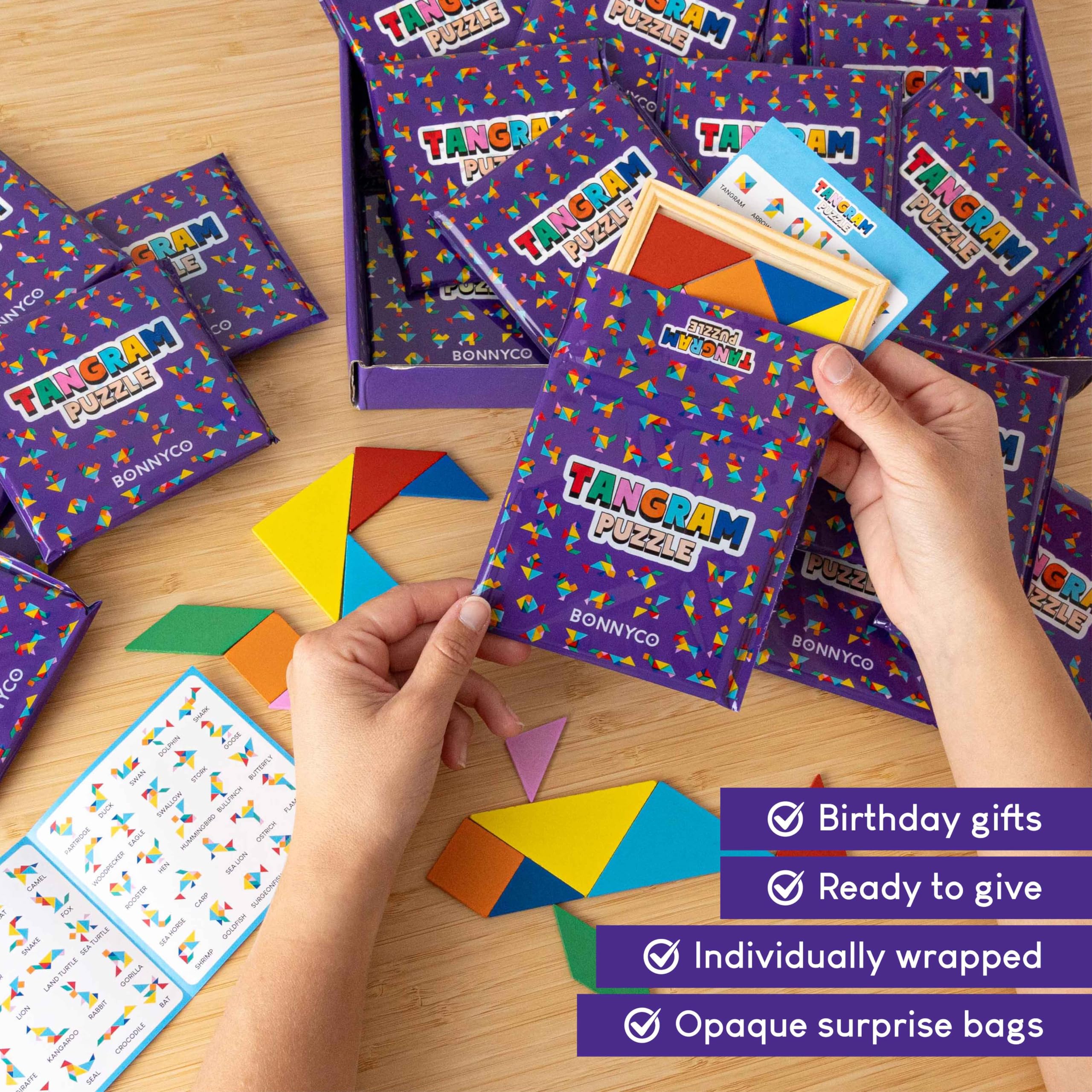 BONNYCO 94-figure guide tangram helps kids recreate figures.