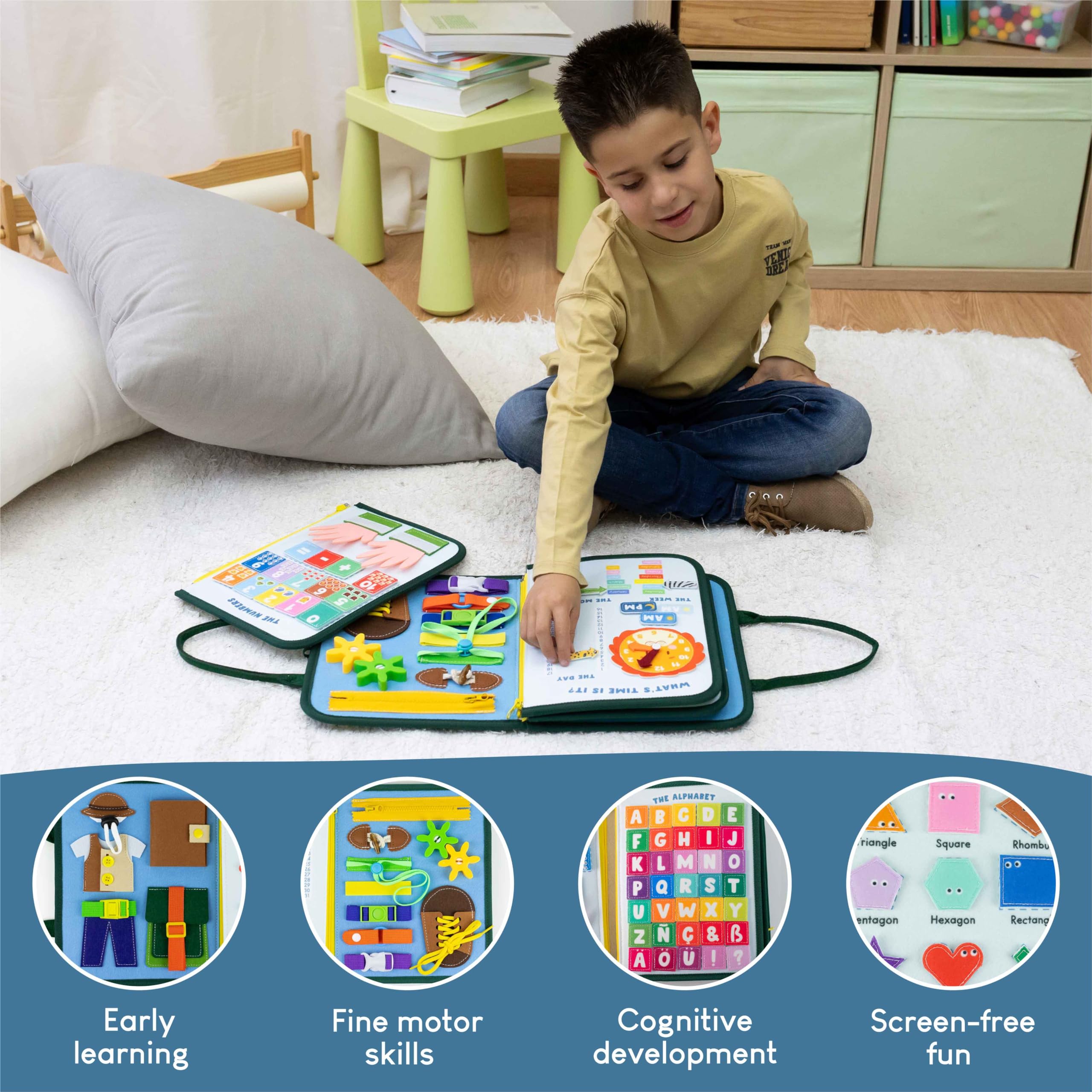 BONNYCO Busy Board hours-dates: practice time concepts and daily routines.