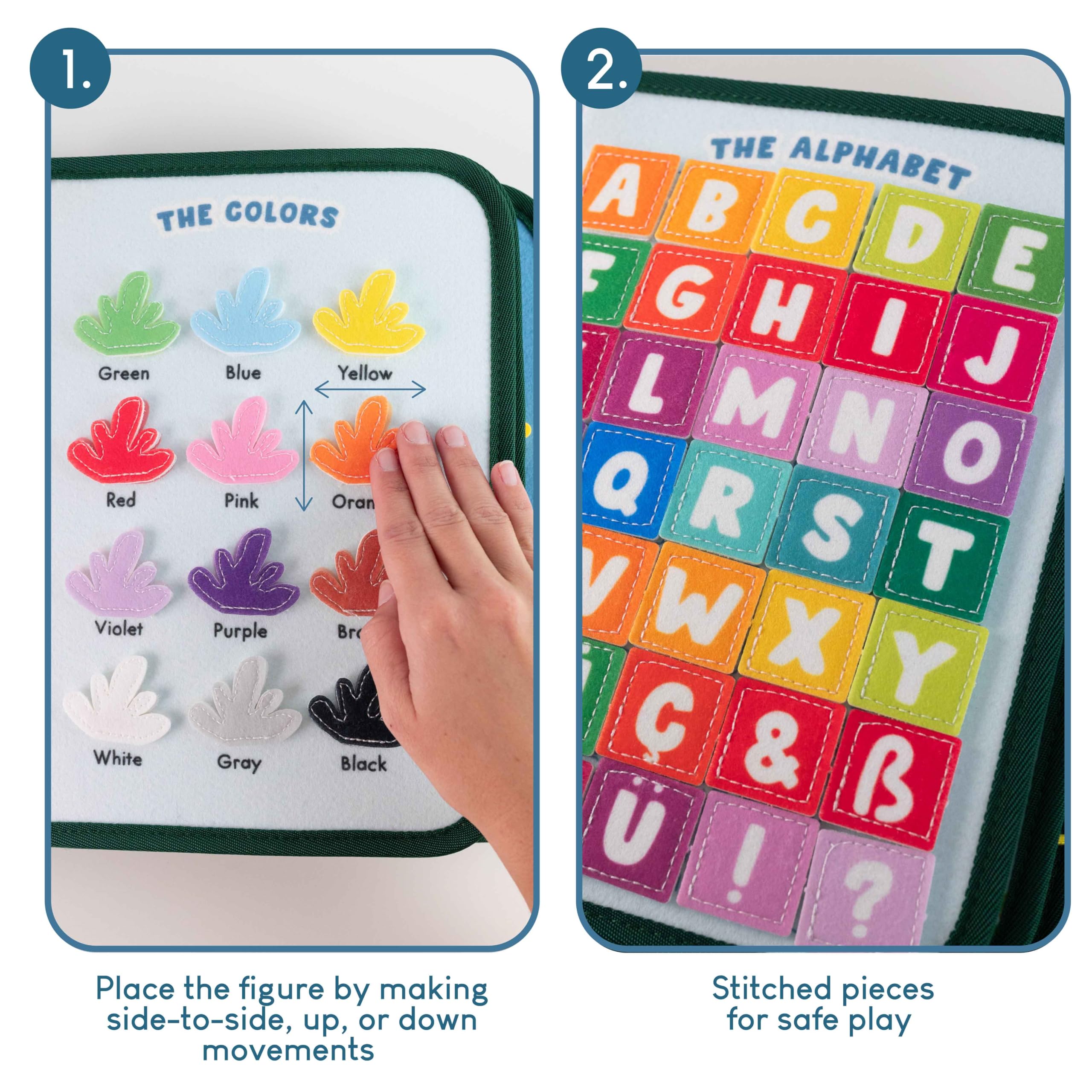 BONNYCO Busy Board soft-felt-material: gentle textures for curious little hands.