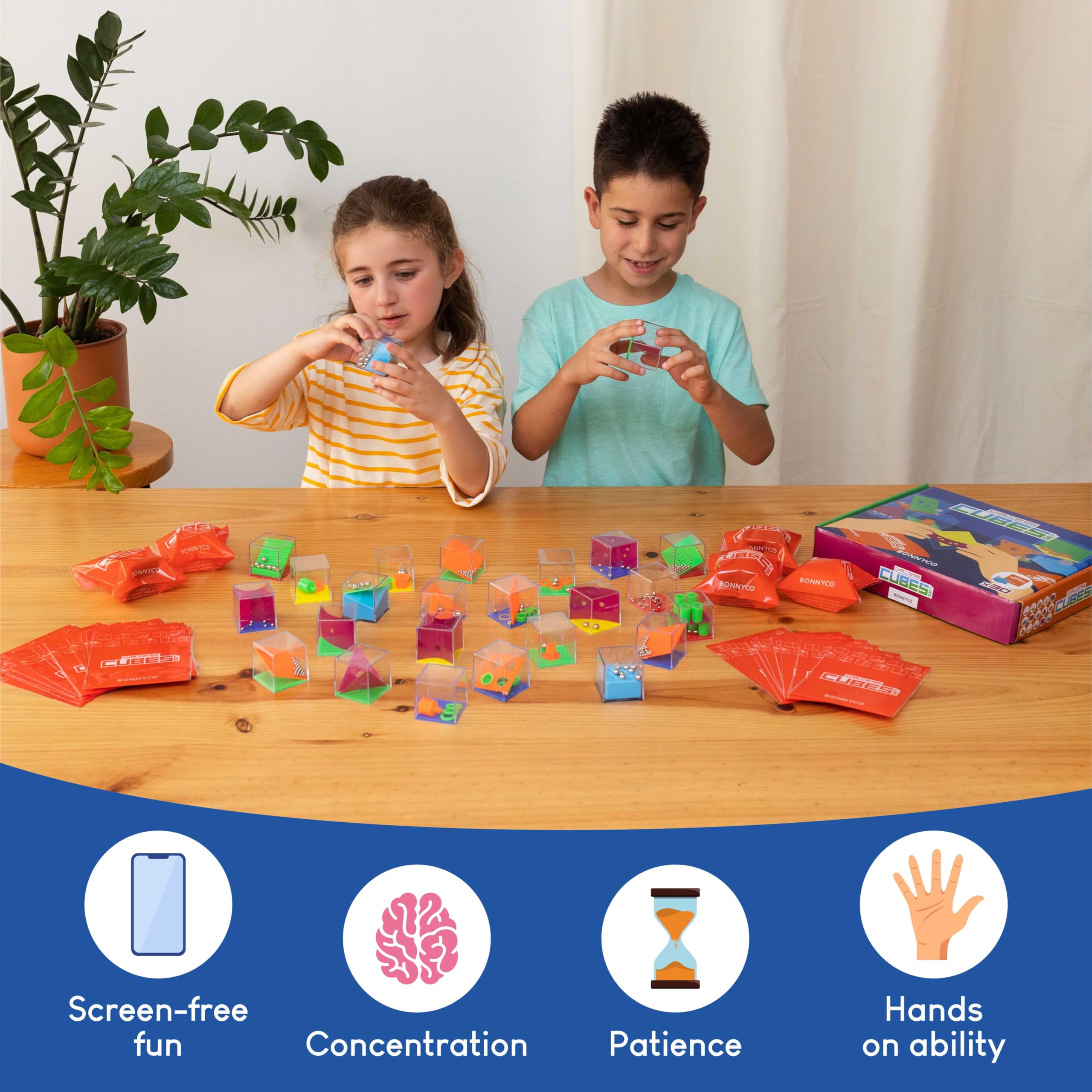 BONNYCO goodie bag stuffer cubes for screen-free fun.
