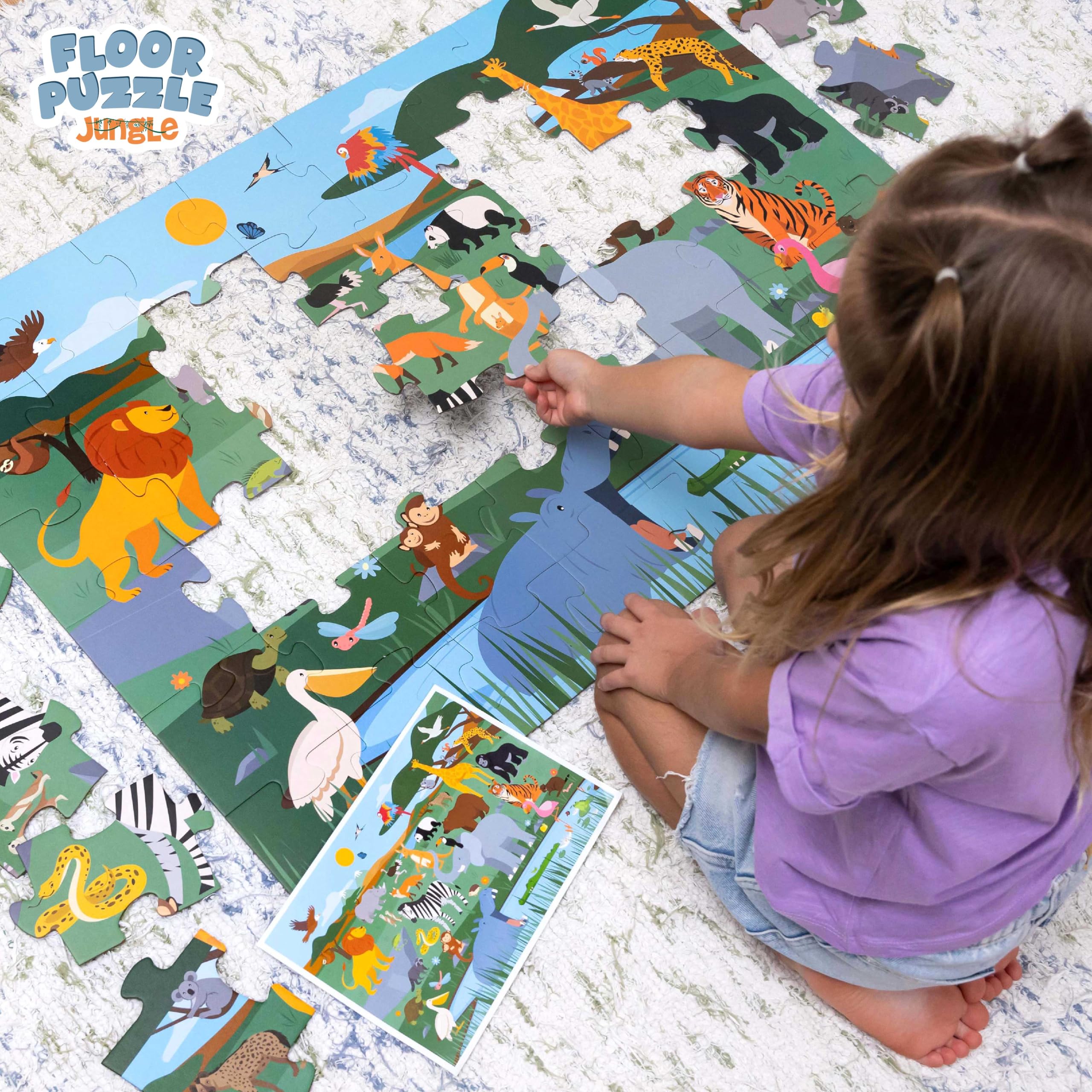 BONNYCO jumbo jungle puzzle measures 36.2 by 24.4 inches when complete