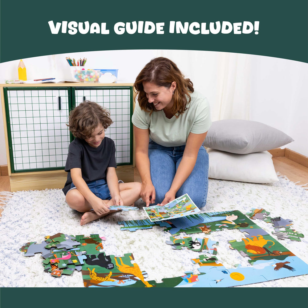 BONNYCO visual-guide-included helps kids place animals accurately during the puzzle