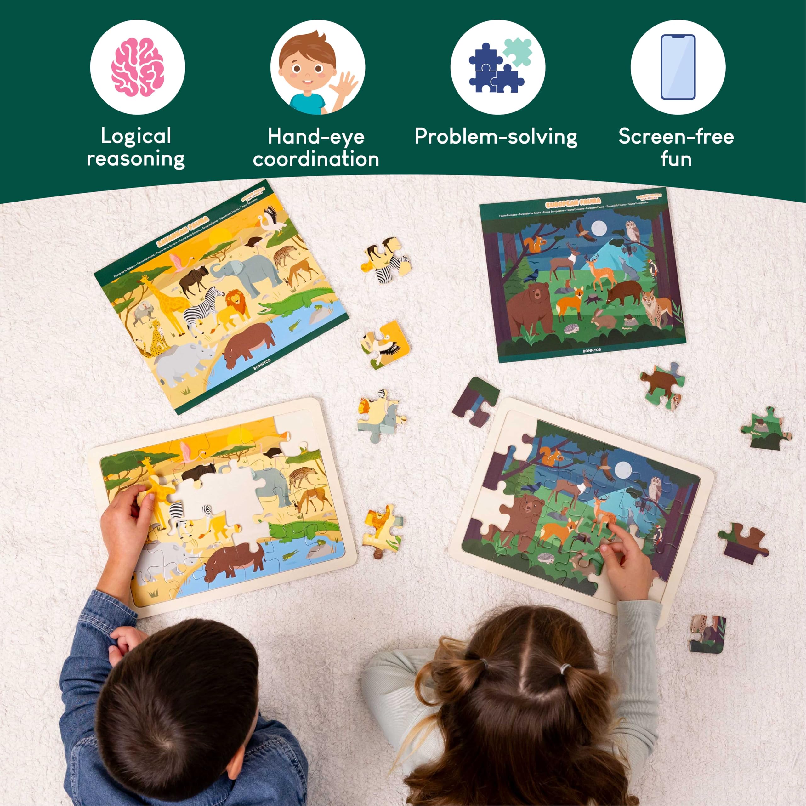 BONNYCO model sheets – visual references help kids check progress and finish puzzles