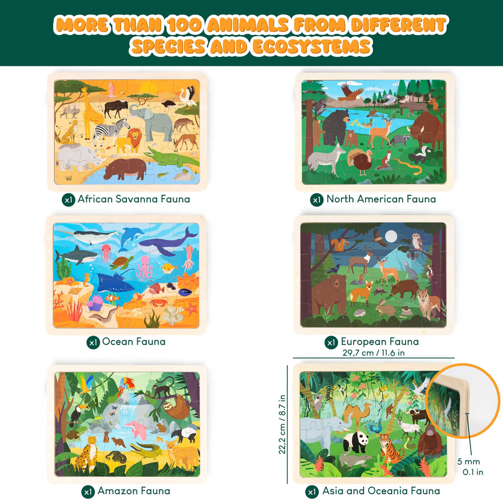 BONNYCO wooden puzzle North American fauna – improves hand-eye coordination during puzzle play