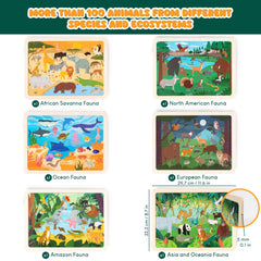 BONNYCO wooden puzzle North American fauna – improves hand-eye coordination during puzzle play