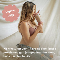 Boobie Body protein powder jar label highlights 19g digestible protein