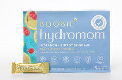 Boobie Hydromom blue raspberry lemonade packet for easy on-the-go hydration