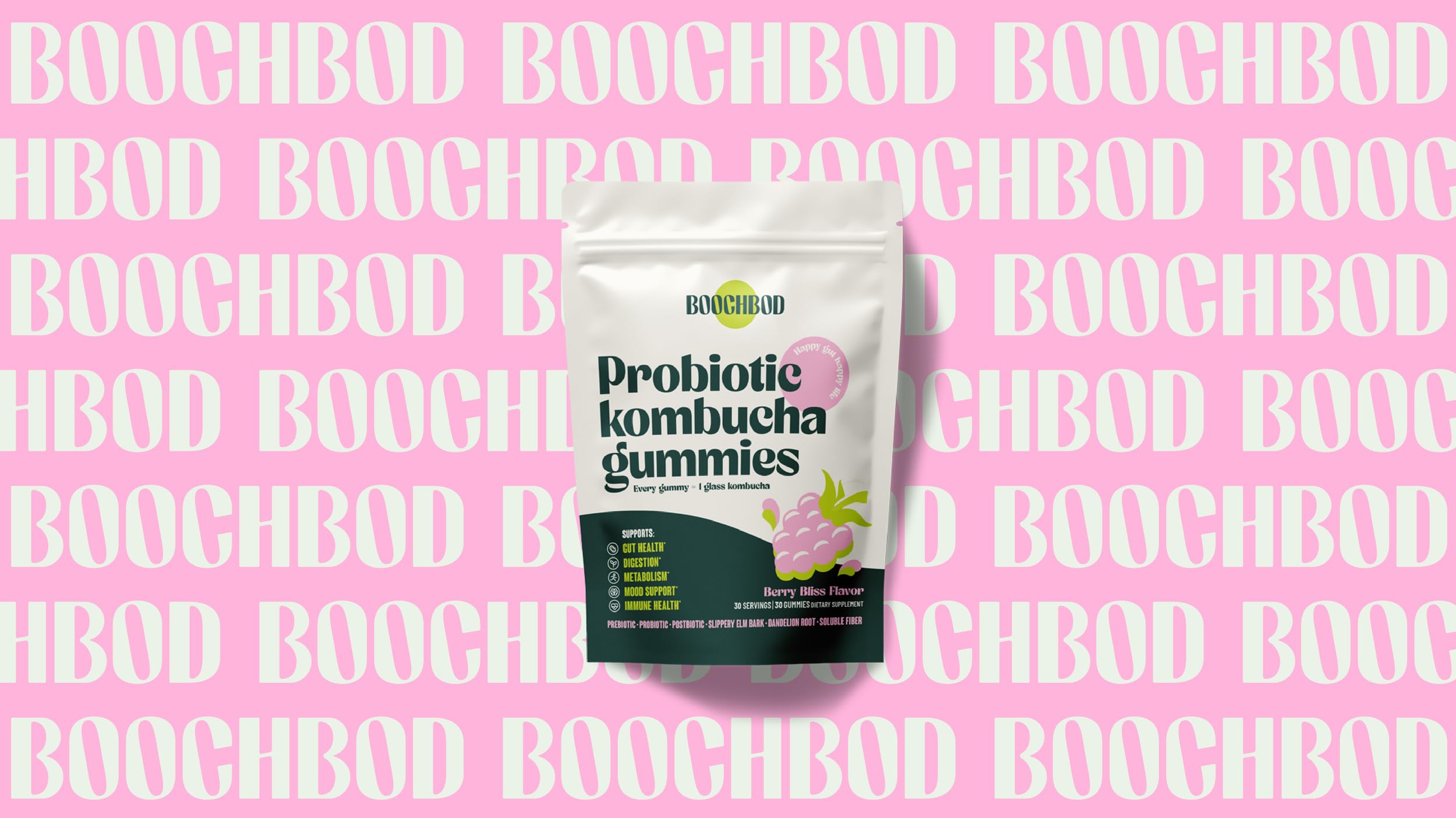 BoochBod bottle in kitchen setting suggesting daily use.