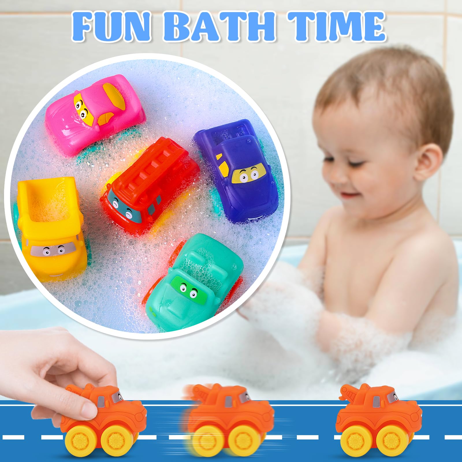 Boogem eggs and cars for bath time play and exploration