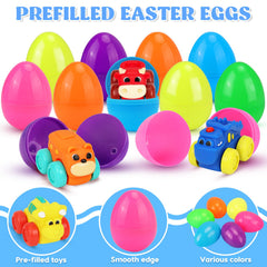 Close-up of soft rubber animal cars inside Boogem eggs