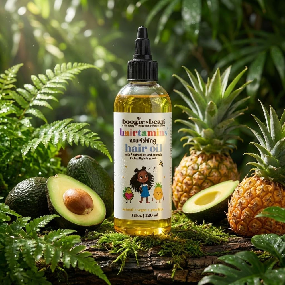 Boogie and Bean vegan cruelty-free badge shown alongside gentle hair care.