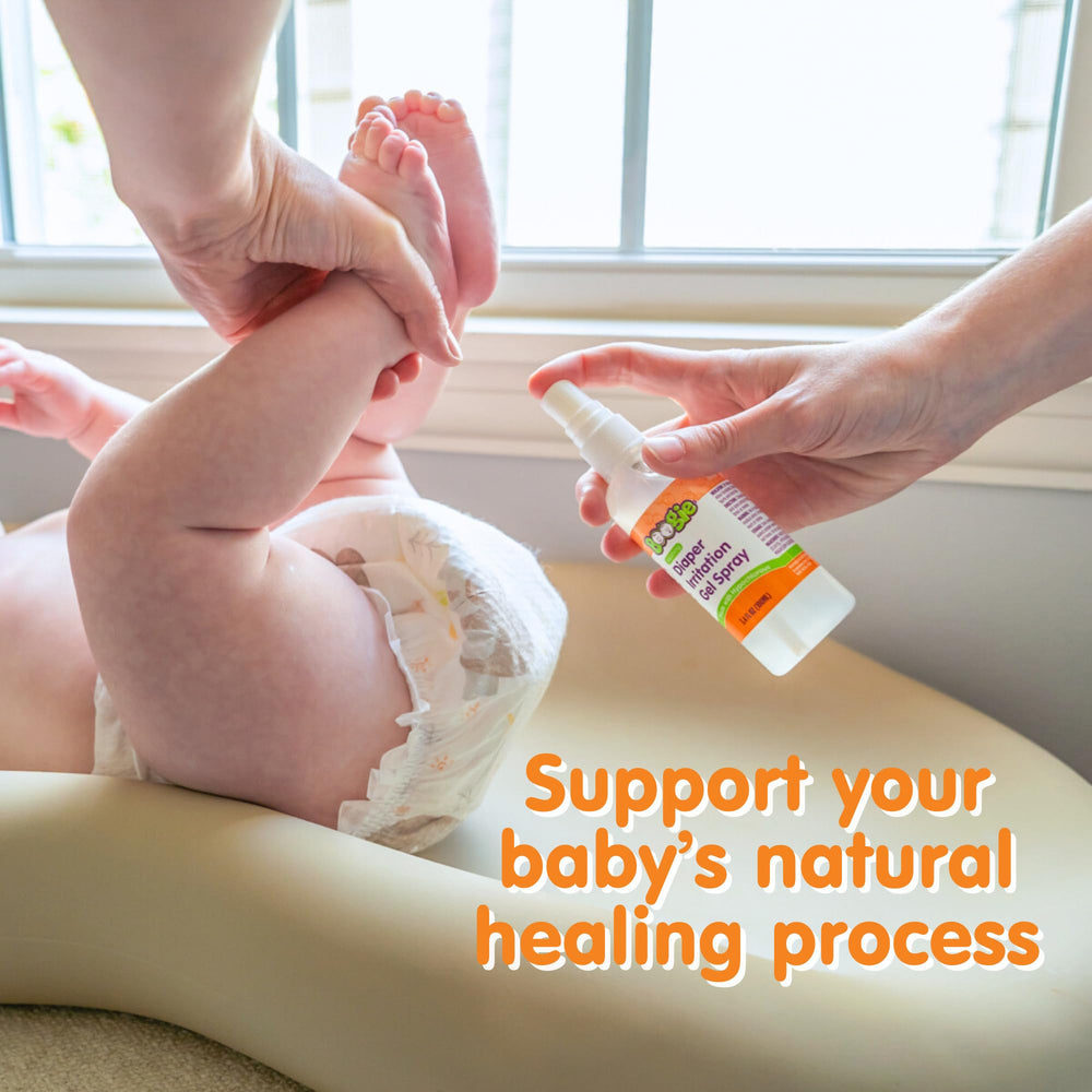 Boogie gentle cleanses with hypochlorous acid for delicate skin.