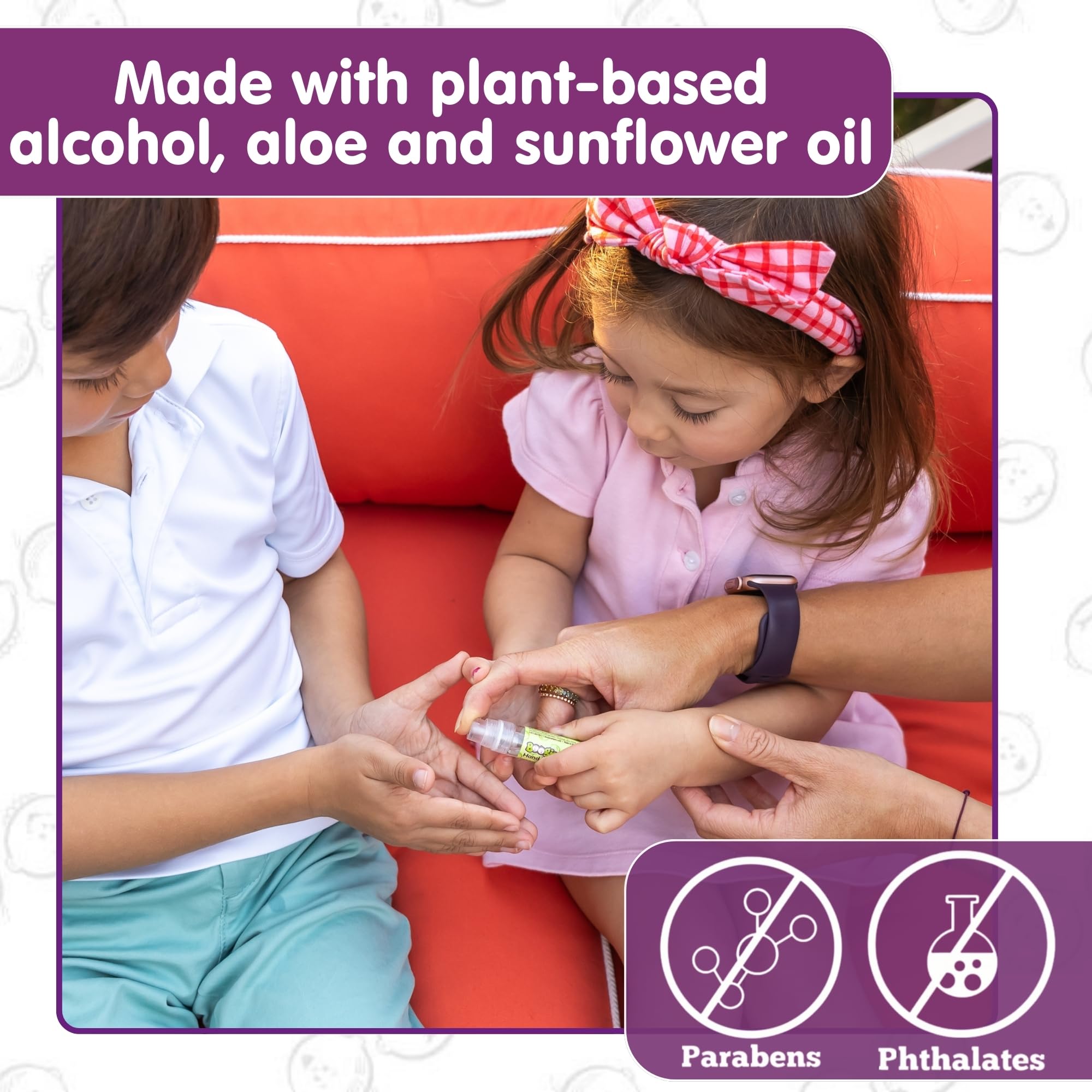 Boogie Kids Hand Sanitizer Spray in a backpack for clean hands during adventures