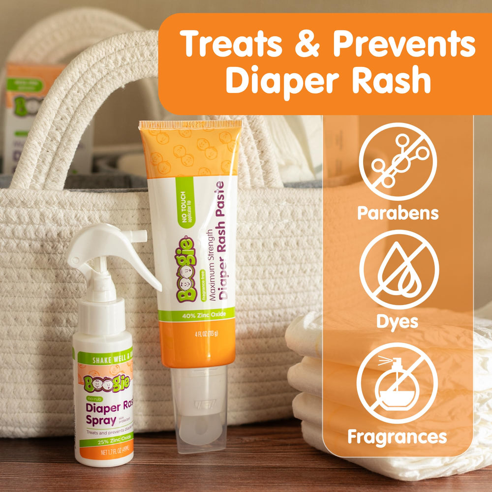 Boogie diaper rash cream spray delivers quick, no-rub application.