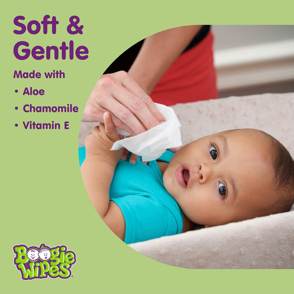 Boogie Nose Wipes being used on nose and face for cleansing